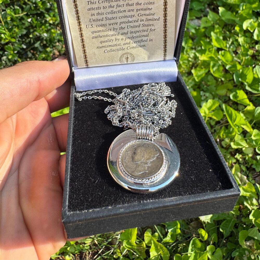 Mercury Dime Pendant Necklace American coin treasures